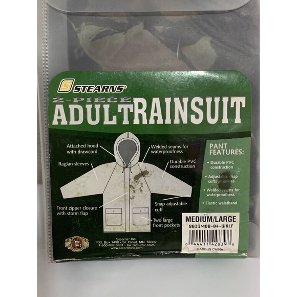 Stearns Men’s Old New Stock PVC Nylon 2 Piece Waterproof Camo Rain Suit Size ML - Picture 8 of 11